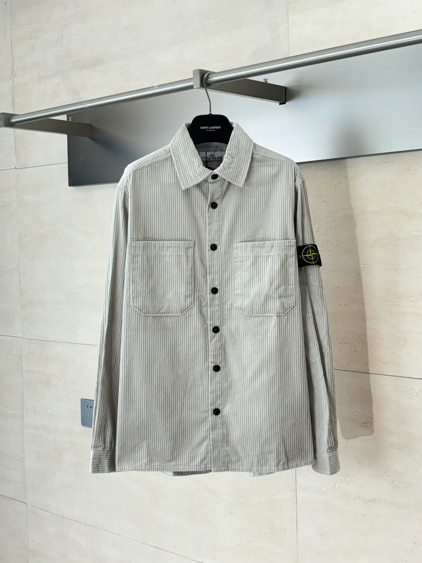🅿️610 Stone ISLAN*/stone island 23FW solid color corduroy logo armband shirt Size: S/M/L/XL